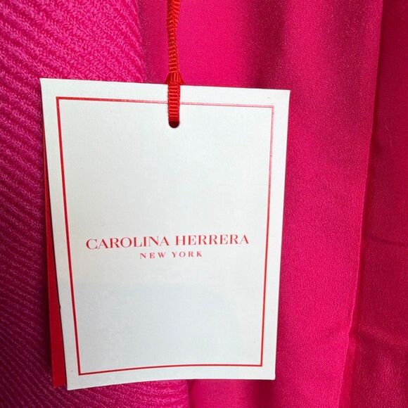 NWT Carolina Herrera Shawl-Collar Belted Wool Twill Coat in Cerise Pink 6 (009) - Picture 15 of 16